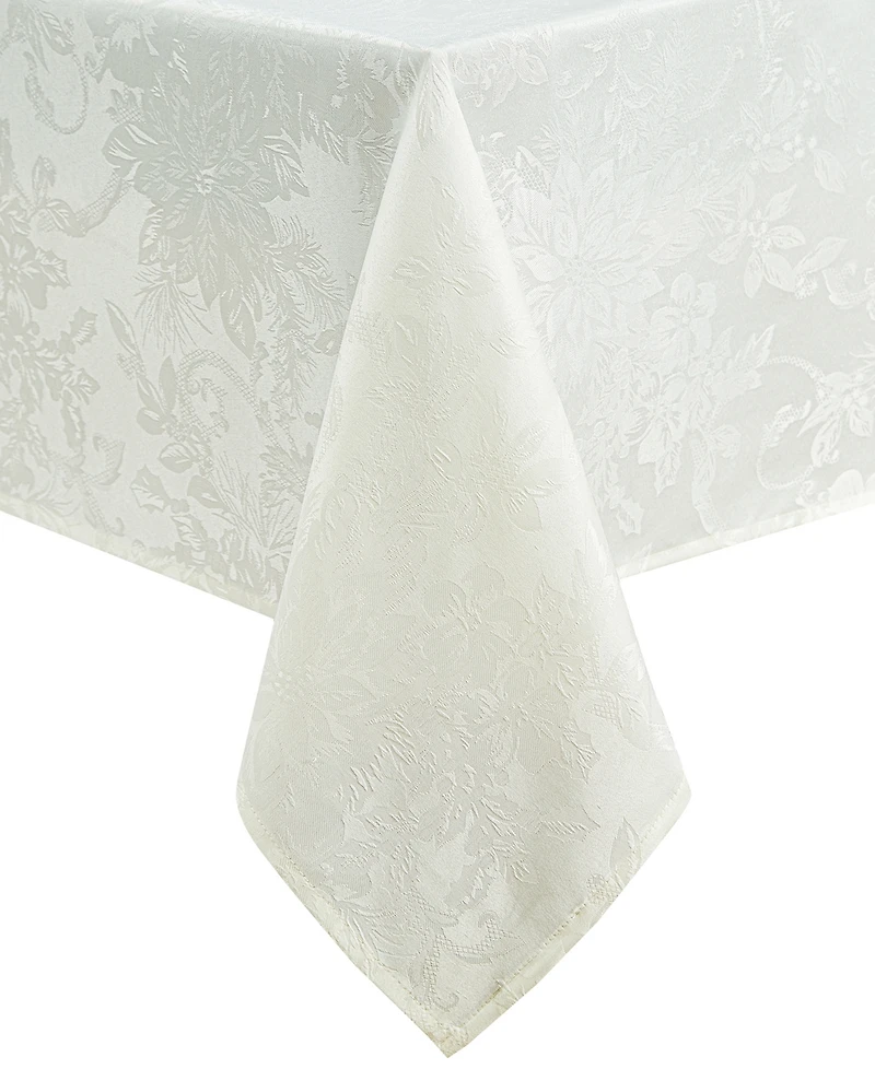 Elrene Poinsettia Elegance Jacquard Holiday Tablecloth
