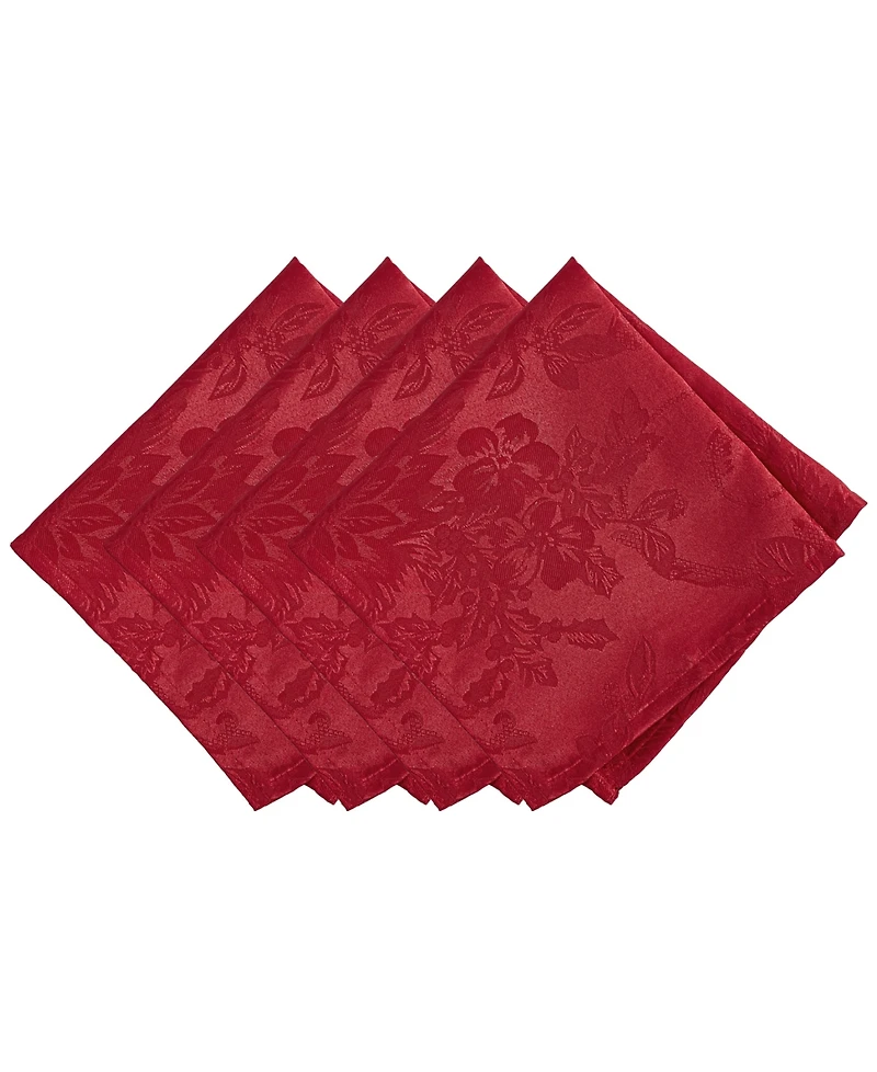 Elrene Poinsettia Elegance Jacquard Holiday Napkins, Set of 4