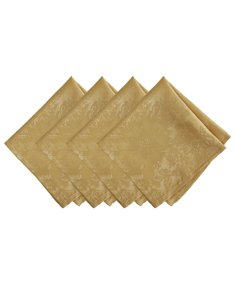 Elrene Poinsettia Elegance Jacquard Holiday Napkins, Set of 4