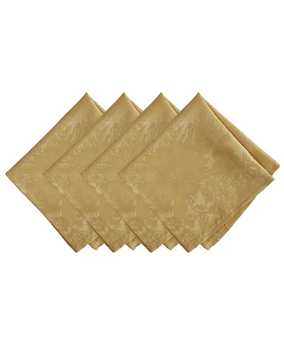 Elrene Poinsettia Elegance Jacquard Holiday Napkins, Set of 4