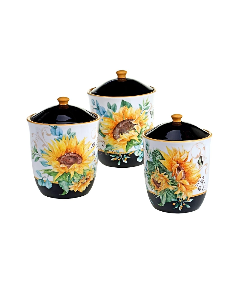 Certified International Sunflower Fields 3-Pc. Canister Set