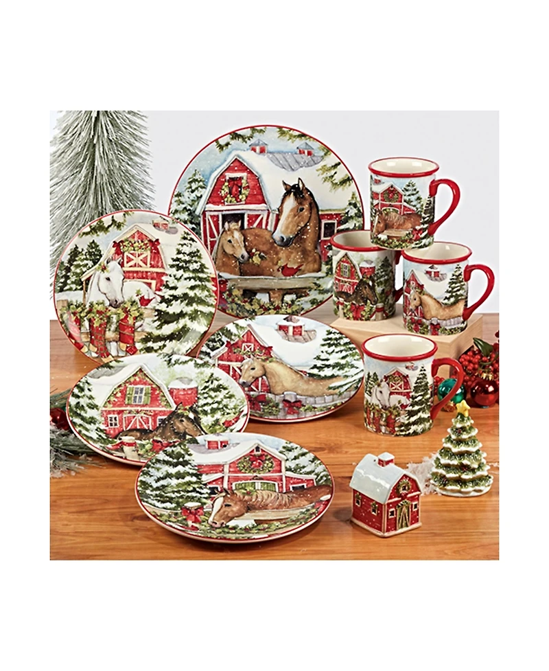 Homestead Christmas 4 Piece Dinner Plate Set
