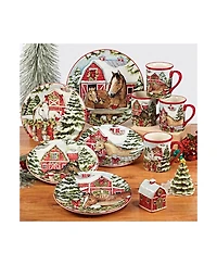 Homestead Christmas 4 Piece Dinner Plate Set