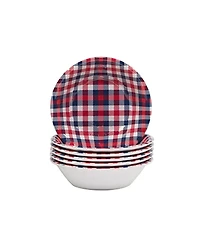 Certified International Patriotic Plaid Melamine All Purpose Bowl, Set of 6
