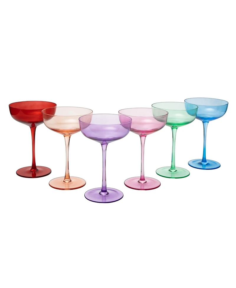 The Wine Savant Colored Coupe Glasses, Set of 6