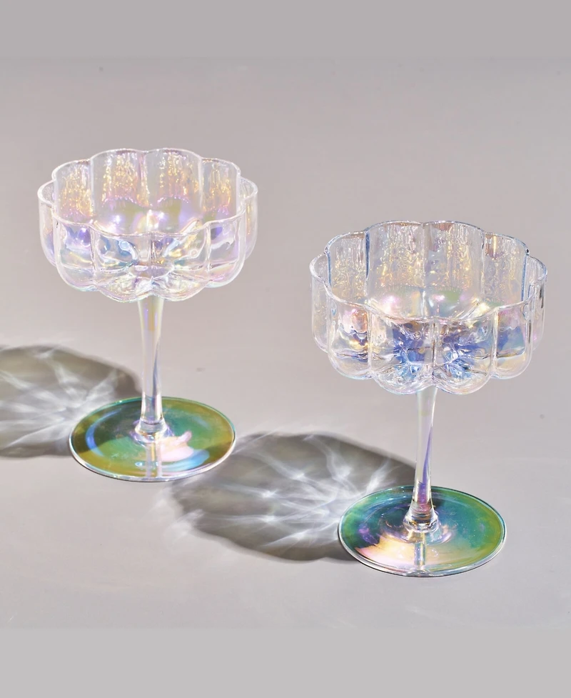 The Wine Savant Flower Vintage Glass Coupes, Set of 2