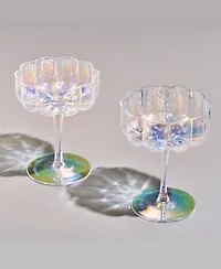 The Wine Savant Flower Vintage Glass Coupes, Set of 2