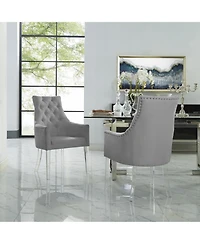 Inspired Home Winona Linen Acrylic Leg Dining Chair Set of 2