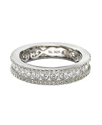 Suzy Levian Sterling Silver Princess Cut Cubic Zirconia Eternity Band Ring