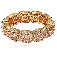Suzy Levian Sterling Silver Cubic Zirconia Princess Cut Eternity Band Ring