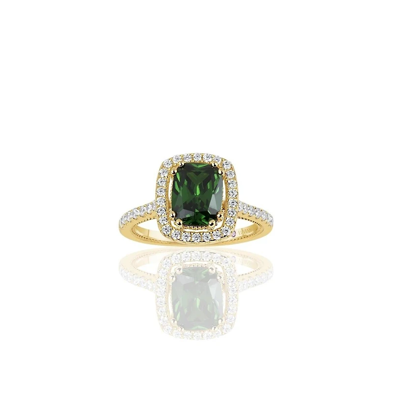 Suzy Levian Sterling Silver Elongated Cushion Cut Cubic Zirconia Solitaire Engagement Ring