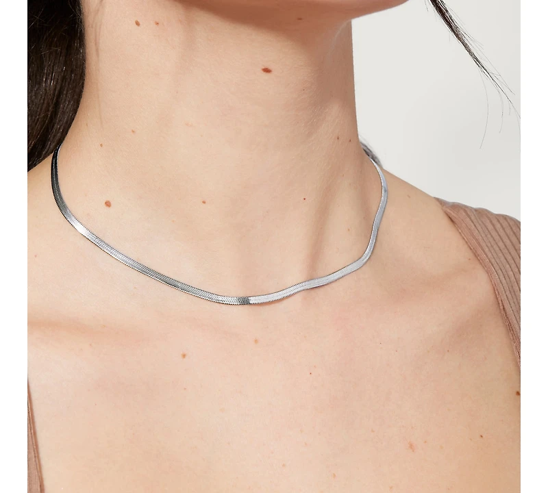 Ana Luisa Herringbone Chain Necklace - Ina Silver