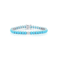 Sterling Silver Or Gold Plated Over Sterling Silver Cz Oval Tennis Bracelet