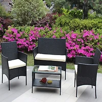 Streamdale 4-Piece Rattan Patio Set with Cushions