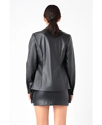Women's Faux Leather Jacket Set