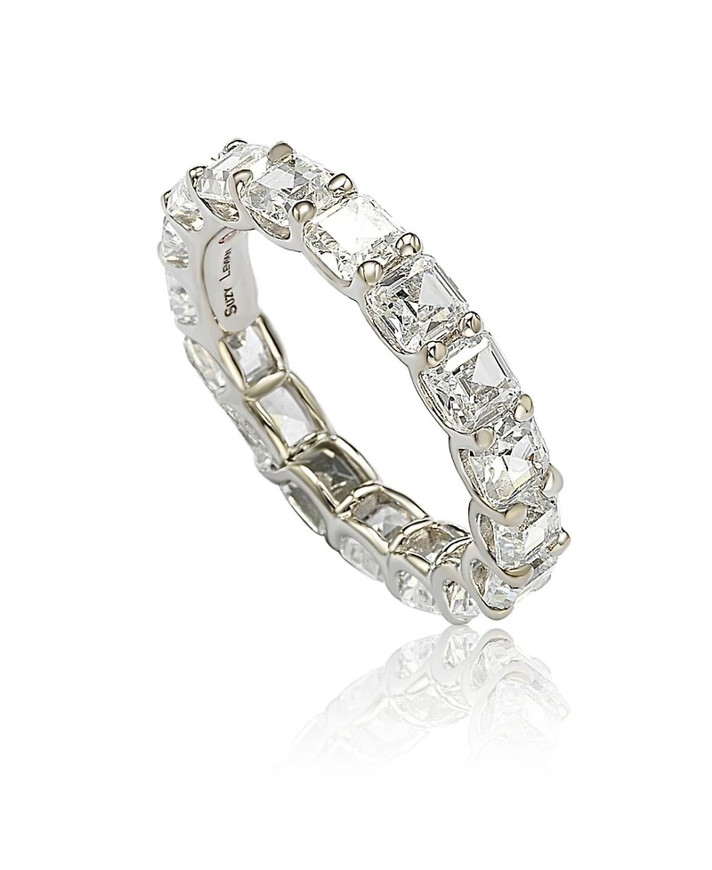 Suzy Levian Sterling Silver Cubic Zirconia Asscher Cut Eternity Band Ring