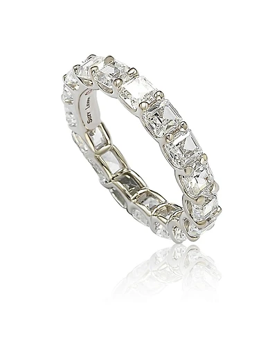 Suzy Levian Sterling Silver Cubic Zirconia Asscher Cut Eternity Band Ring