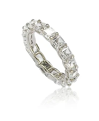 Suzy Levian Sterling Silver Cubic Zirconia Asscher Cut Eternity Band Ring