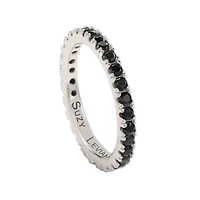 Suzy Levian Sterling Silver Thin Cubic Zirconia Eternity Band Ring