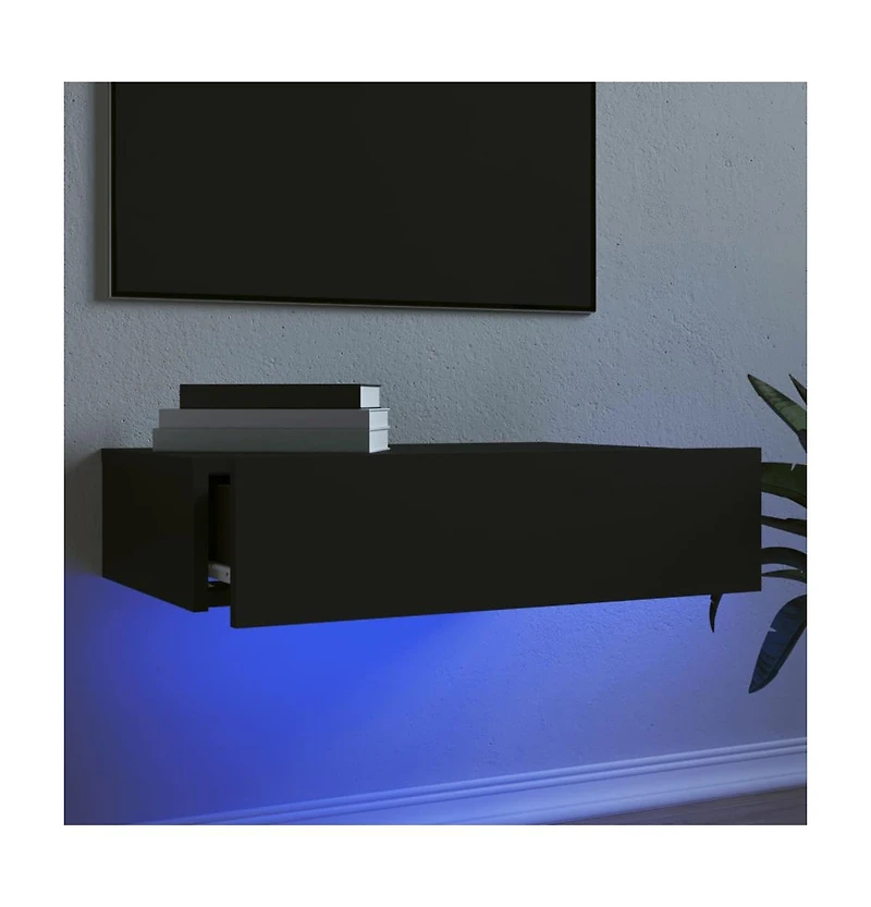 Tv Stand with Led Lights Black 23.6"x13.8"x6.1"