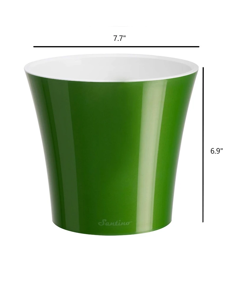 Decopots Plastic Round Modern Flower Pot with Drainage Planter, 7.7in