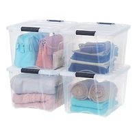 Iris 4 Pack 40qt Clear View Plastic Storage Bin with Lid and Secure Latching Buckles