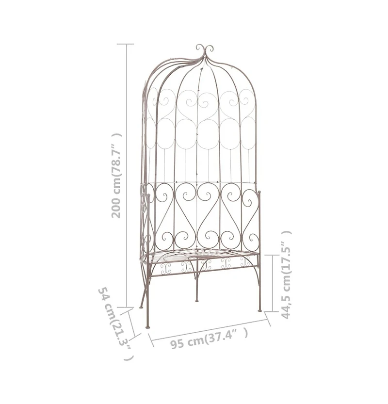 Patio Bench 37.4" Iron Antique Brown