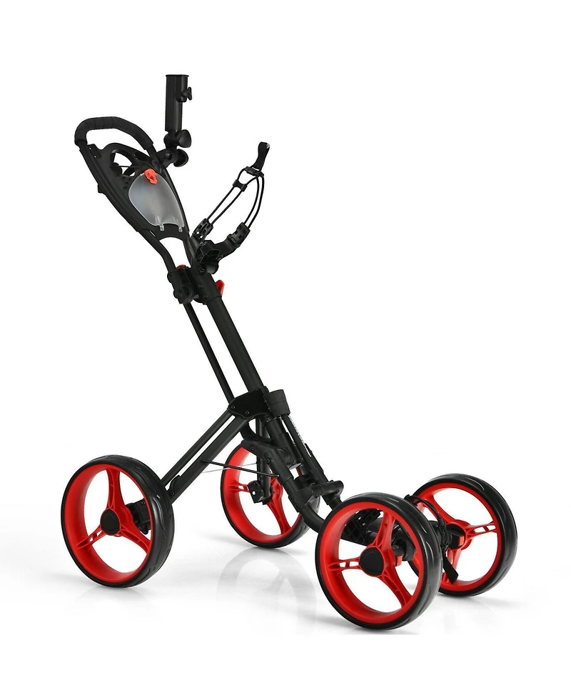 4 Wheel Golf Push Cart with Brake Scoreboard Adjustable Handle