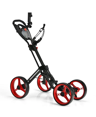4 Wheel Golf Push Cart with Brake Scoreboard Adjustable Handle