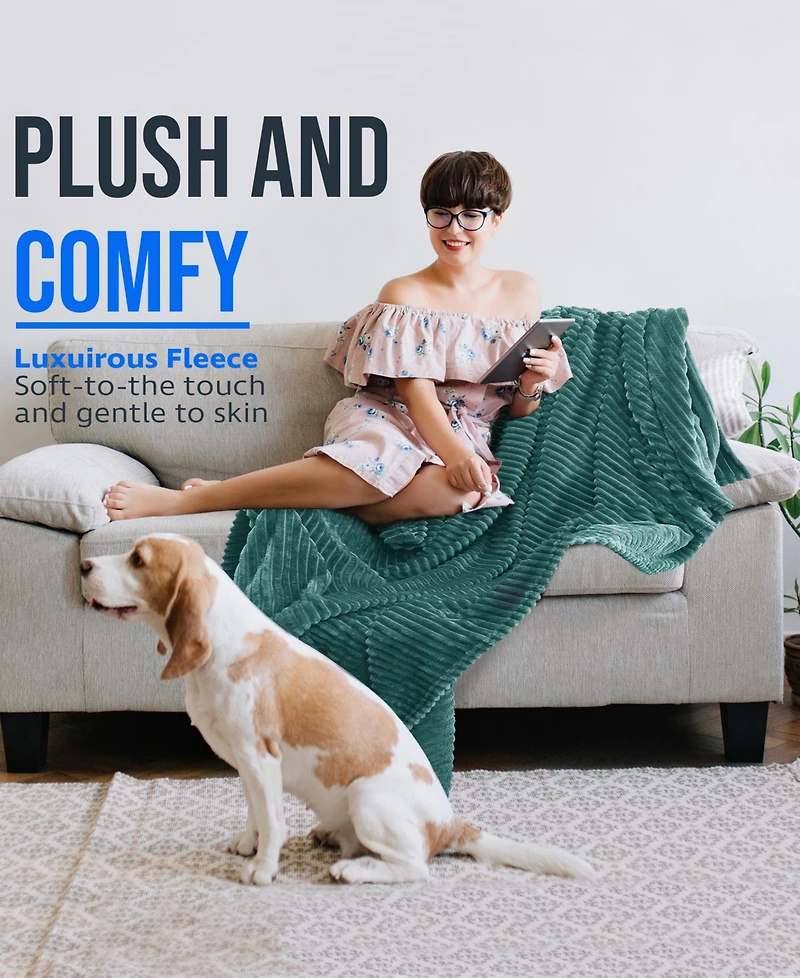 Nestl Cut Plush Lightweight Super Soft Luxury Bed Throw, 50" x 60"