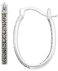 2-Pc. Set Marcasite Stud & Oval Hoop Earrings in Sterling Silver