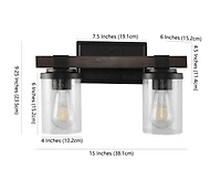 Jonathan Y Bungalow Iron/Seeded Glass Rustic Farmhouse Led Vanity Light