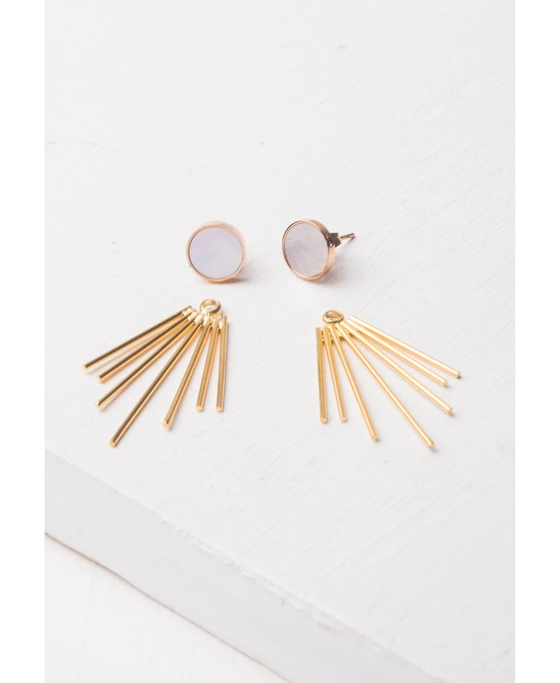 Starfish Project Caroline Mother of Pearl Stud & Fringe Earrings