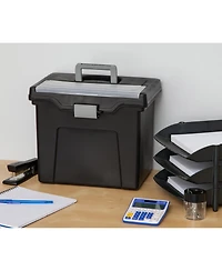 Iris Letter Size Portable File Box with Organizer Lid, Black