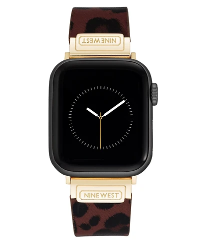 Nine West Women's Leopard Print Faux Leather Band designed for Apple Watch 42mm (Series 1-3 only) & 44/45/46/49mm (Ultra & Ultra 2)