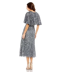 Mac Duggal Women's Embellished Cape High Neck Midi Dress