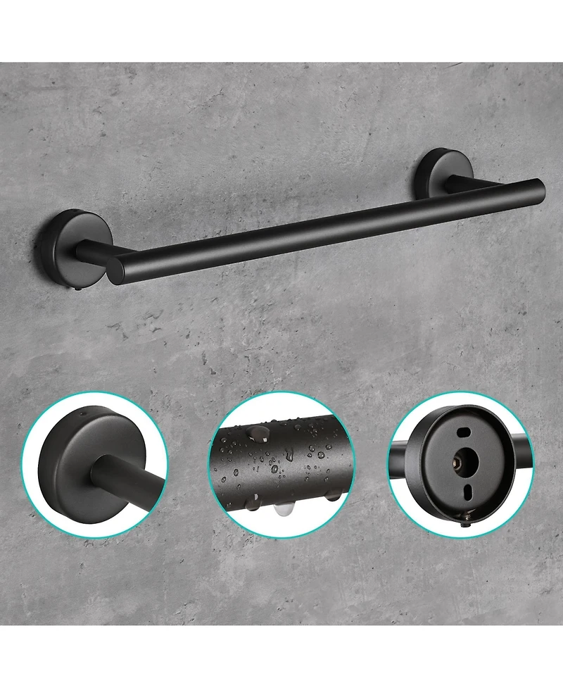 Aquaterior 5-Piece Bathroom Hardware Set Wall Mount 15" Towel Bar Toilet Paper Holder Hook
