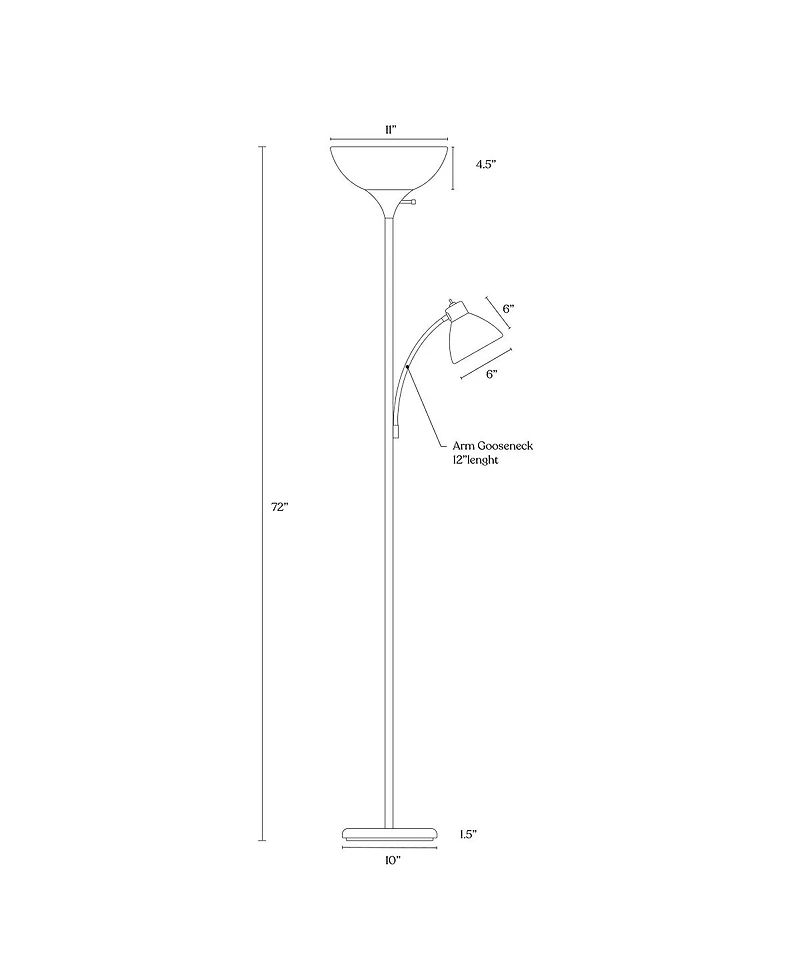 Sky Dome Plus 72" Led Torchiere Floor Lamp with 1 Reading Arm
