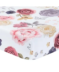 Lambs & Ivy Secret Garden Floral Cotton Baby Fitted Crib Sheet - White