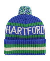 Men's '47 Brand Blue Hartford Whalers Bering Cuffed Knit Hat with Pom