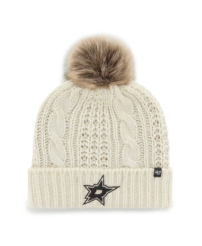 Women's '47 Brand Cream Dallas Stars Meeko Cuffed Knit Hat with Pom