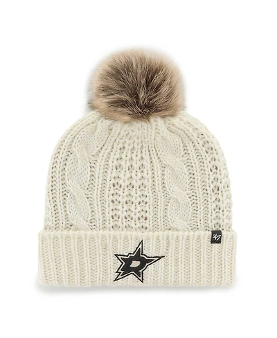 Women's '47 Brand Cream Dallas Stars Meeko Cuffed Knit Hat with Pom