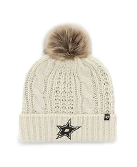 Women's '47 Brand Cream Dallas Stars Meeko Cuffed Knit Hat with Pom