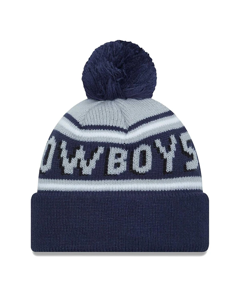 Men's New Era Navy Dallas Cowboys Retro Joe Main Cuffed Knit Hat with Pom