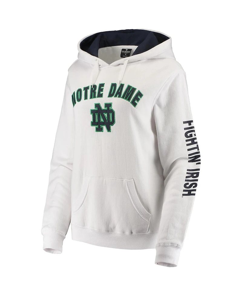 Women's Colosseum White Notre Dame Fighting Irish Loud and Proud Pullover Hoodie