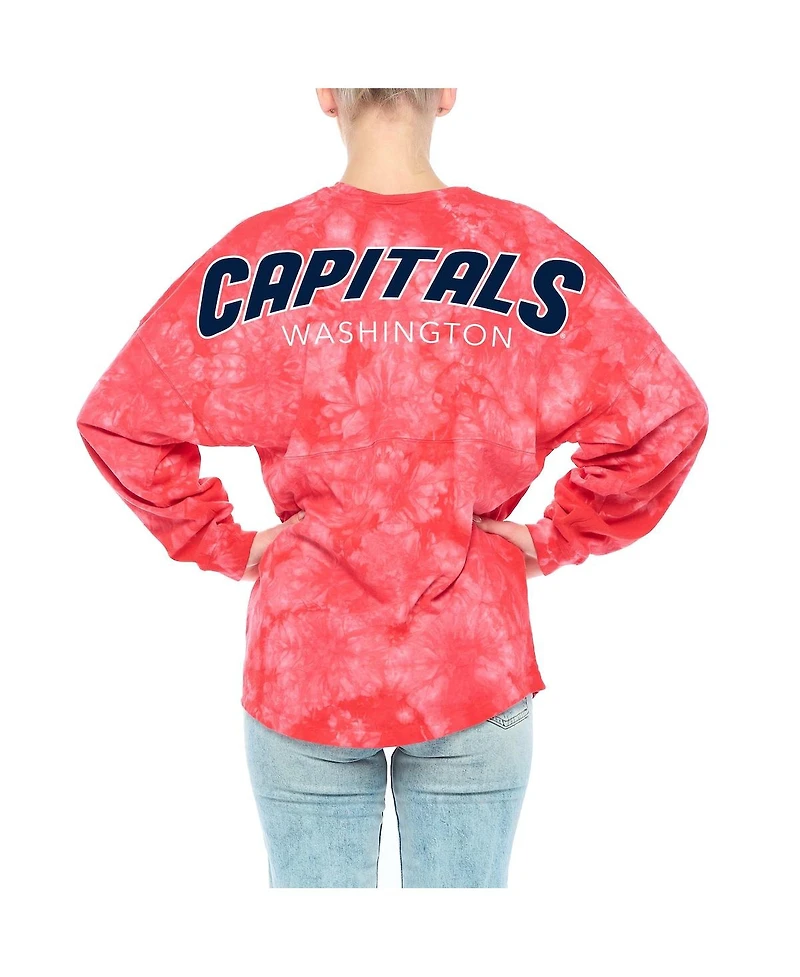 Women's Fanatics Red Washington Capitals Crystal-Dye Long Sleeve T-shirt