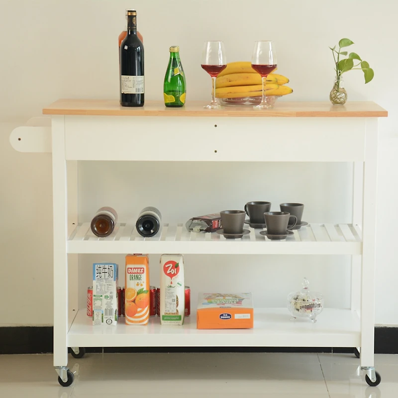 Streamdale Mobile Kitchen Island with Rubberwood Top