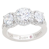 Suzy Levian Sterling Silver Sapphire Pear Shape Petite Ring