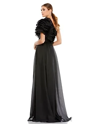 Mac Duggal Women's Ieena Satin Puff Shoulder Rhinestone Encrusted Gown