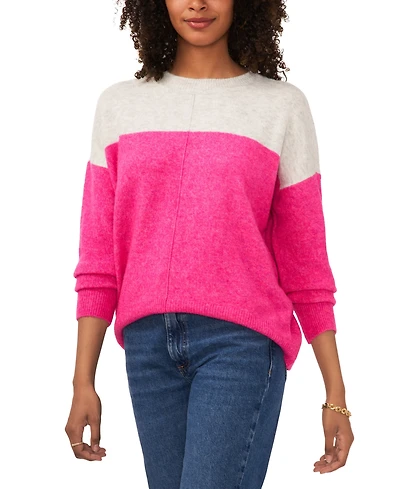 Vince Camuto Women's Cozy Extended Shoulder Color Blocked Sweater